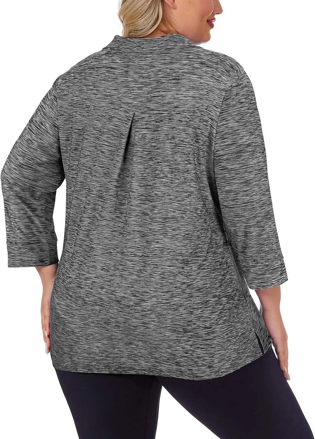 Viracy Plus Size Womens Golf Polo Shirts 3/4 Sleeve Zip Up Quick Dry Workout Tops