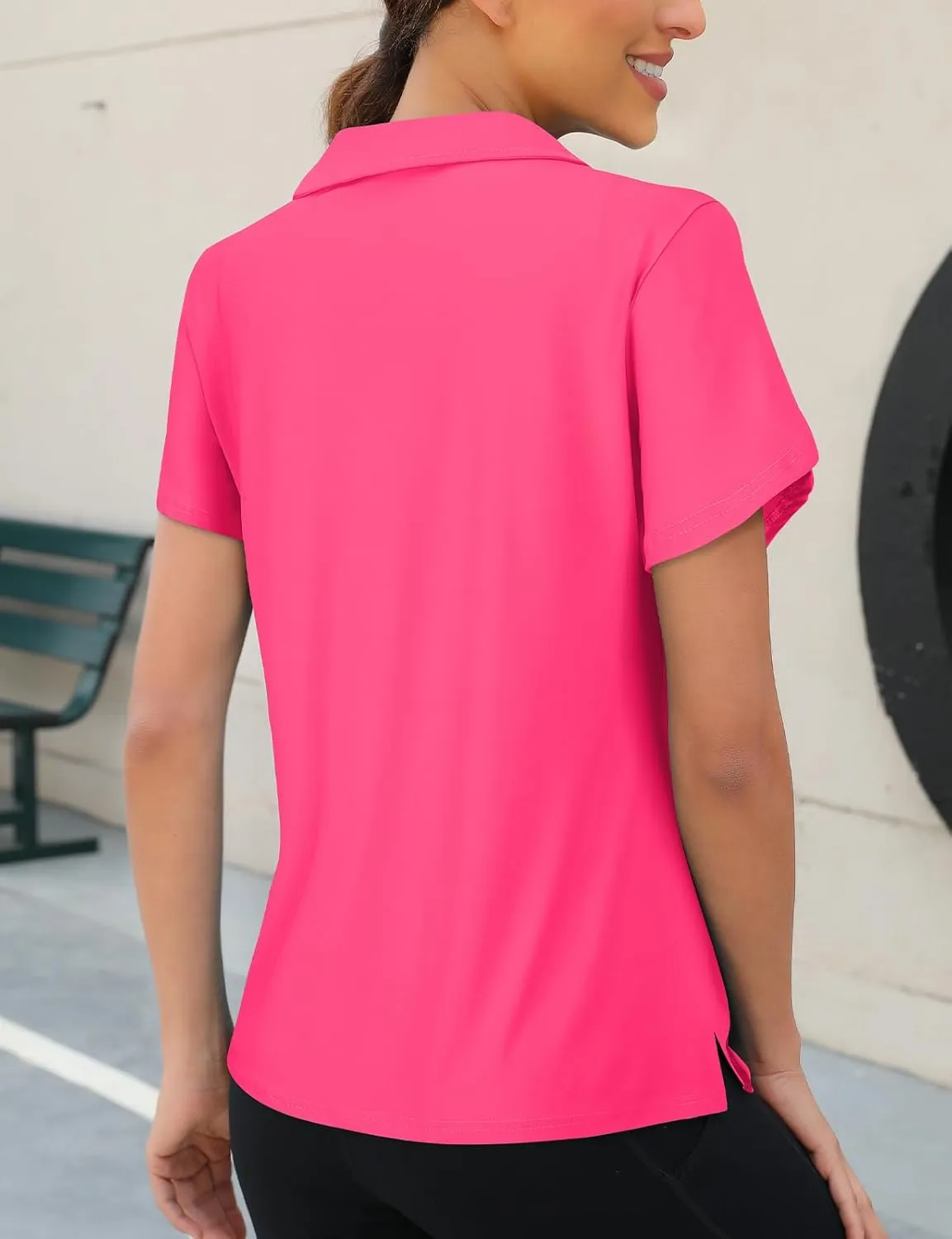 Viracy Womens Golf Polo Shirts 1/4 Zip Up Overlap Short Sleeve Quick Dry Workout Tops