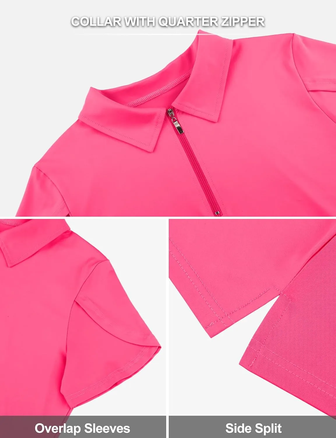 Viracy Womens Golf Polo Shirts 1/4 Zip Up Overlap Short Sleeve Quick Dry Workout Tops