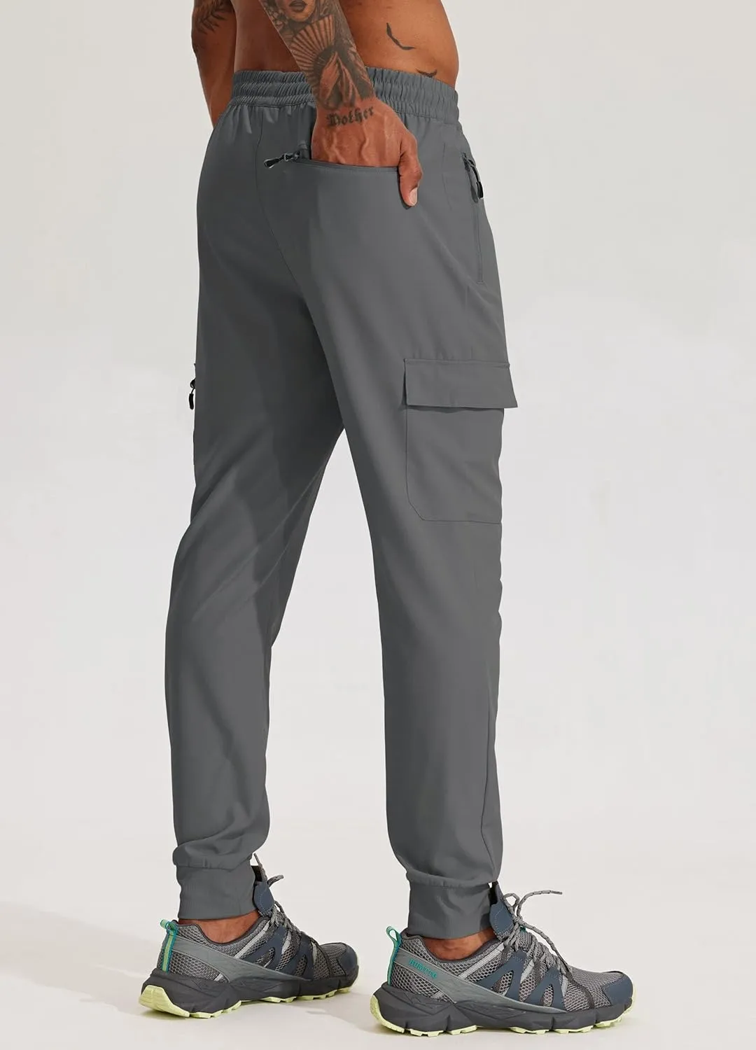 Willit Men's Hiking Joggers Travel Athletic Pants Lightweight Quick Dry Outdoor Running Pants with Zipper Pockets
