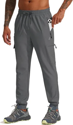 Willit Men's Hiking Joggers Travel Athletic Pants Lightweight Quick Dry Outdoor Running Pants with Zipper Pockets