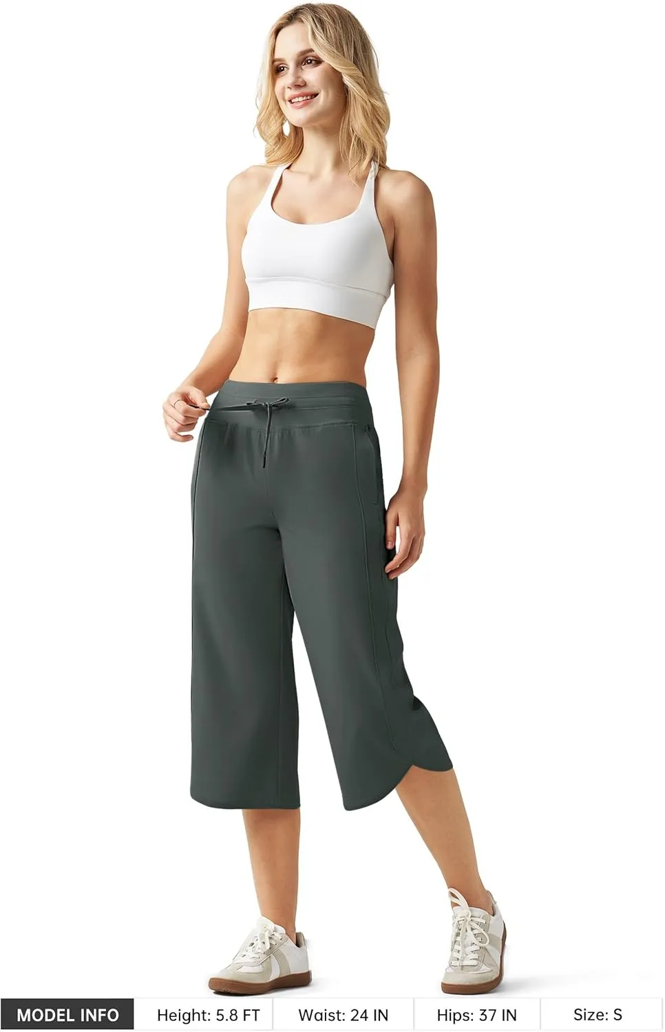 Willit Women's Capri Athletic Hiking Wide Leg Quick Dry Capri Pants Casual Lightweight Summer Cropped Pants