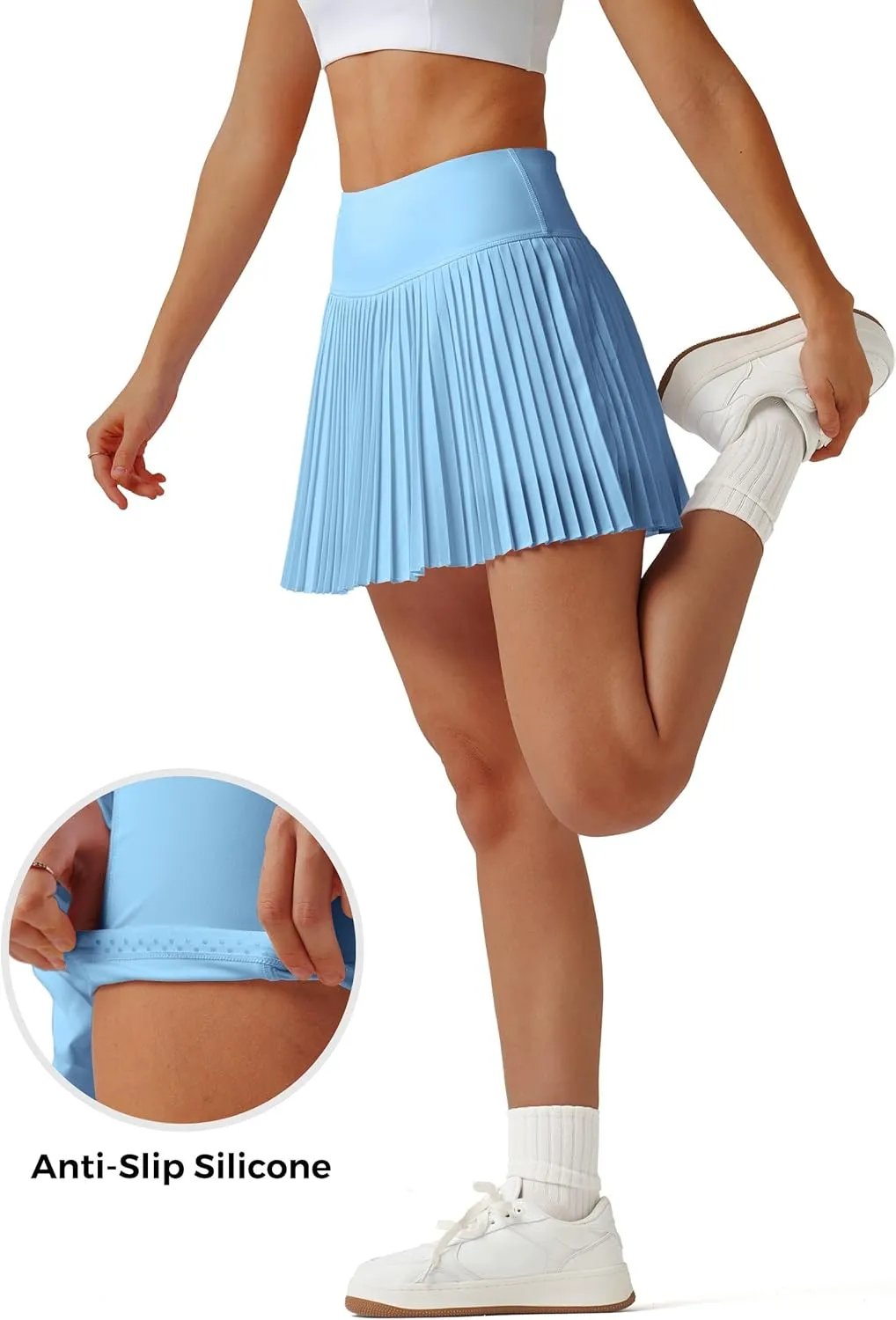 Willit Womens Pleated Tennis Skirts with Shorts Athletic Golf Skorts High Waisted Lightweight Zipper Pockets
