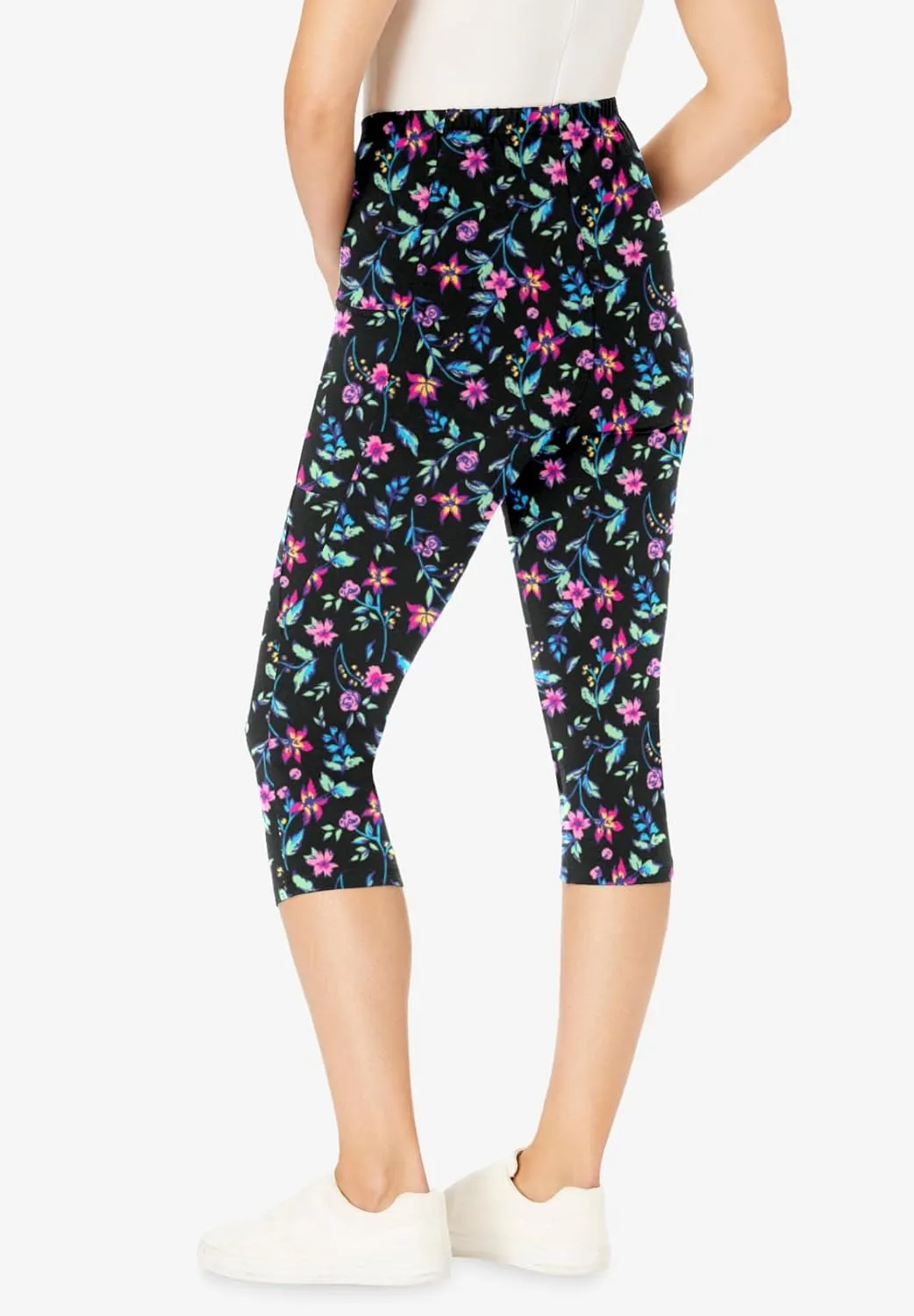 Woman Within Plus Size Printed Pocket Capri