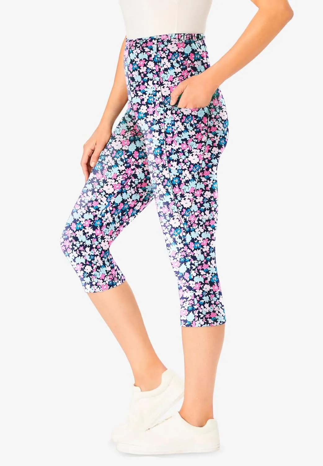 Woman Within Plus Size Printed Pocket Capri