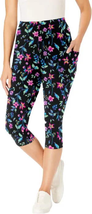 Woman Within Plus Size Printed Pocket Capri