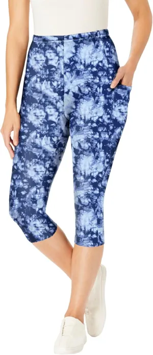 Woman Within Plus Size Printed Pocket Capri