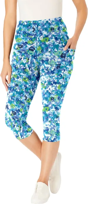 Woman Within Plus Size Printed Pocket Capri