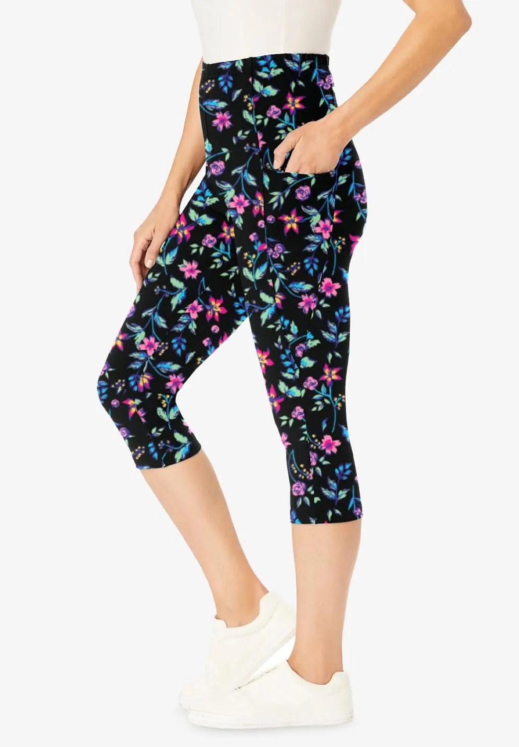 Woman Within Plus Size Printed Pocket Capri