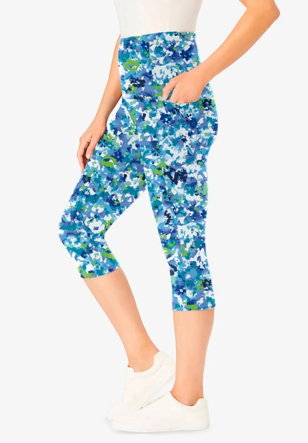 Woman Within Plus Size Printed Pocket Capri