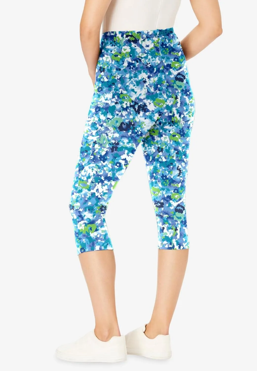 Woman Within Plus Size Printed Pocket Capri