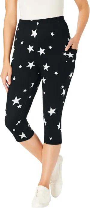 Woman Within Plus Size Printed Pocket Capri