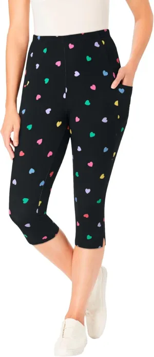 Woman Within Plus Size Printed Pocket Capri
