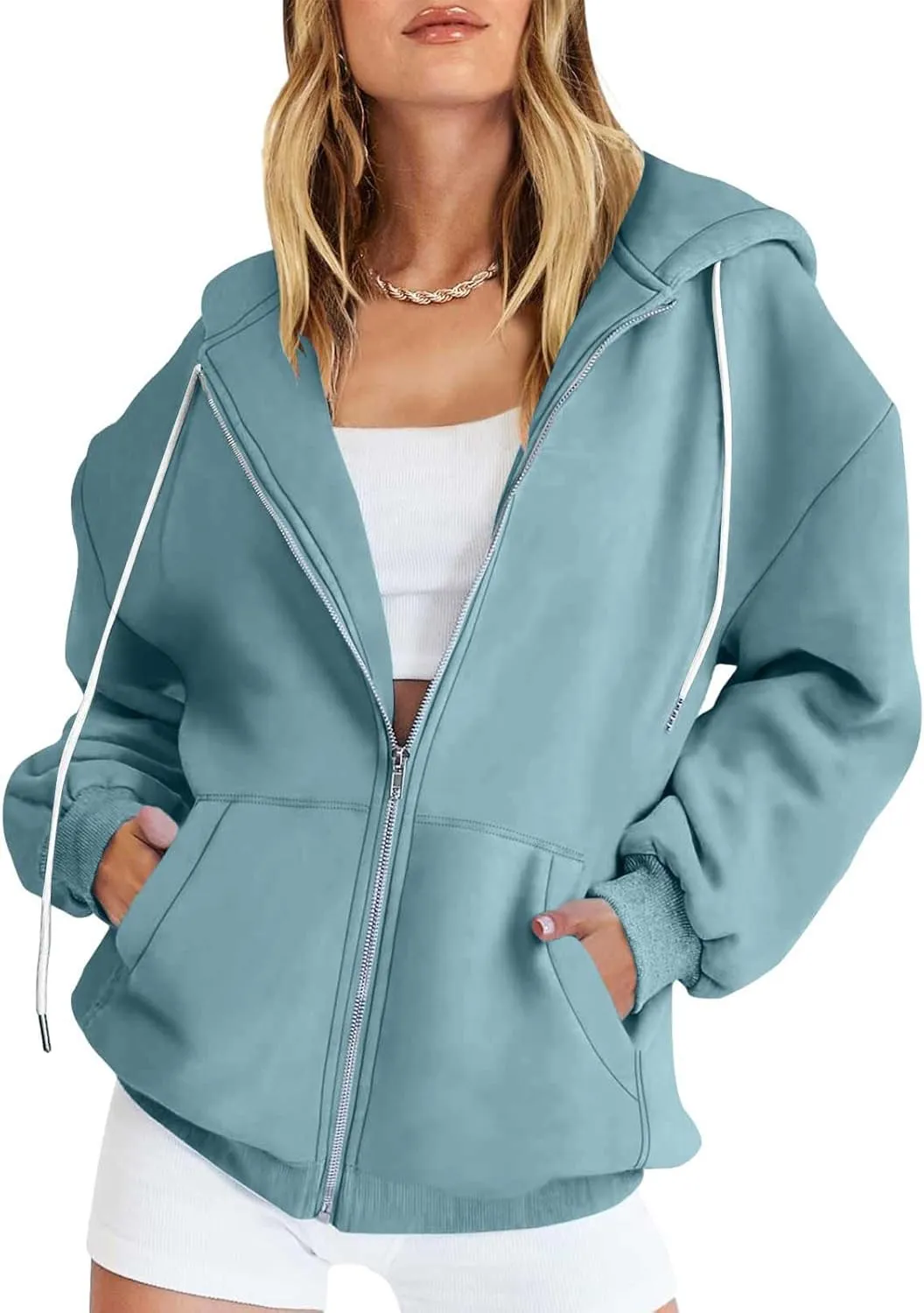 Women 2024 Zip Up Oversized Sweatshirt Long Sleeve Jackets Comfort Casual Sweaters Y2K Trendy Fall Fashion Clothes