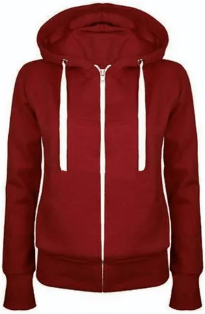 Women Full Zip Hooded Sweatshirts Casual Slim Zipper Fleece Hoodies Tops Fashion Fall Winter Sweater Coat