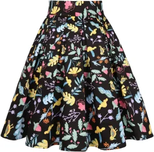 Women Gothic Floral Printed Pleated Skirt Summer High Waist Korean Harajuku Japanese Pinup Retro Vintage Midi Skirts