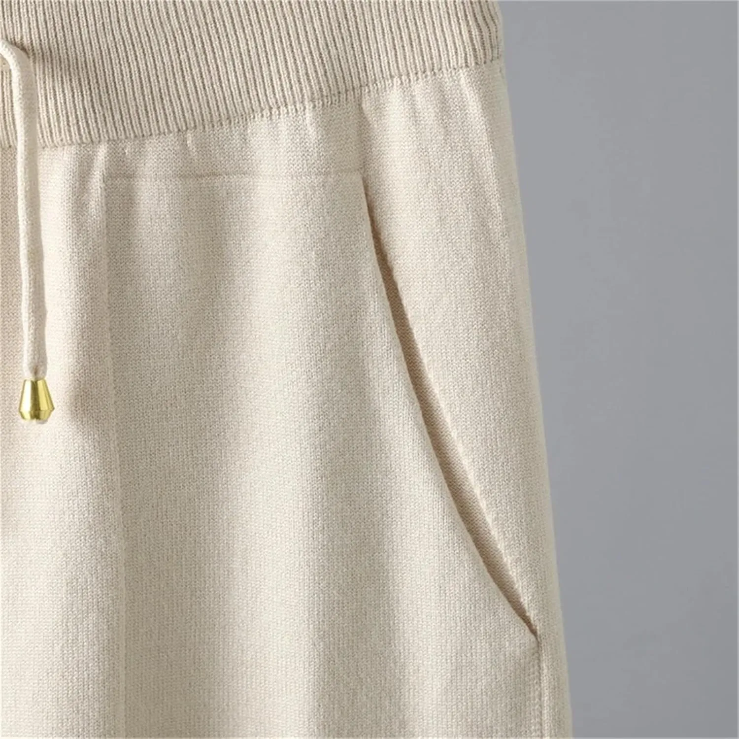 Women Knitted Sport Suits 2-Piece Drawstring Jogging Harem Pants V Neck Pullover Sweater Set