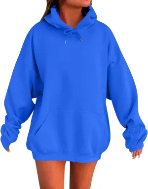 Women Oversized Hoodie Solid Color Drop Sleeve Imitation Cotton Sweatshirt Fashion Y2k Cute Loose Clothes with Pocket