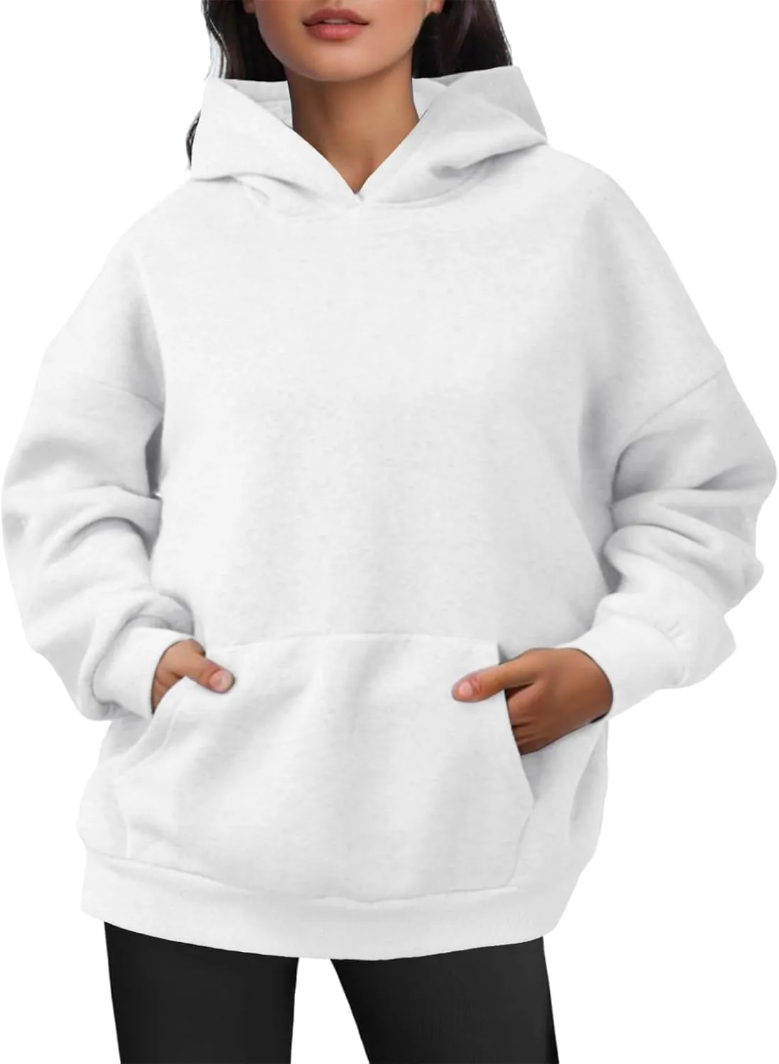 Women Oversized Hoodies Basic Solid Sweater Tops Loose Sweatshirt Hooded Pullover with Pocket Winter 2024 Fall