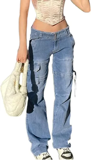 Women Patchwork Jeans High Waist Distressed Denim Long Pants Color Block Vintage Straight Pencil Trousers Streetwear