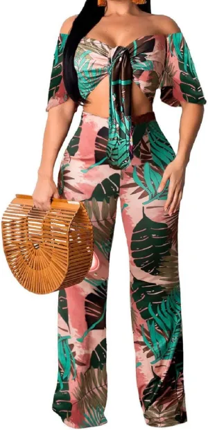 Women Sexy Swimsuit And Cover Up Set Wide Leg Jumpsuit Spaghetti Strap Top Long Pants Summer Beach Sets