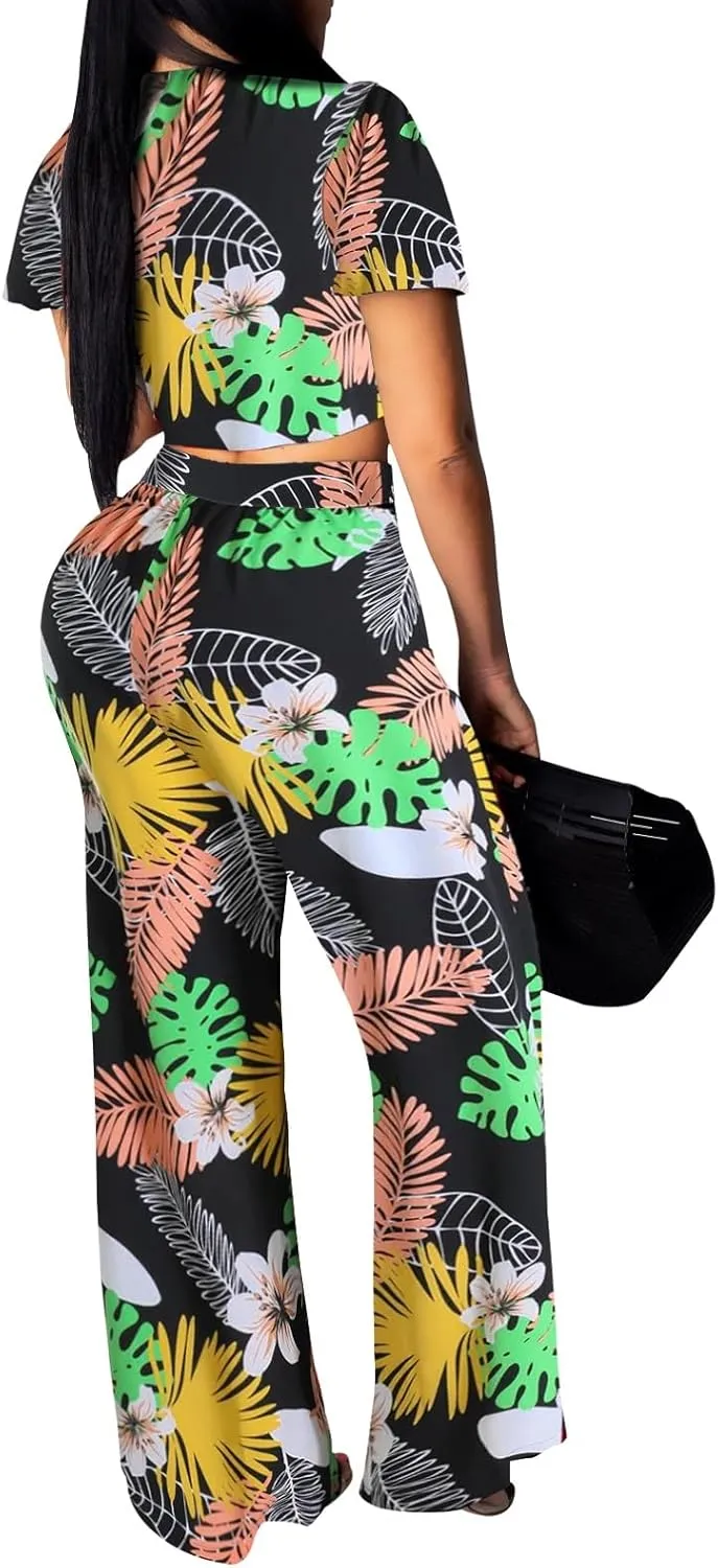 Women Sexy Swimsuit And Cover Up Set Wide Leg Jumpsuit Spaghetti Strap Top Long Pants Summer Beach Sets