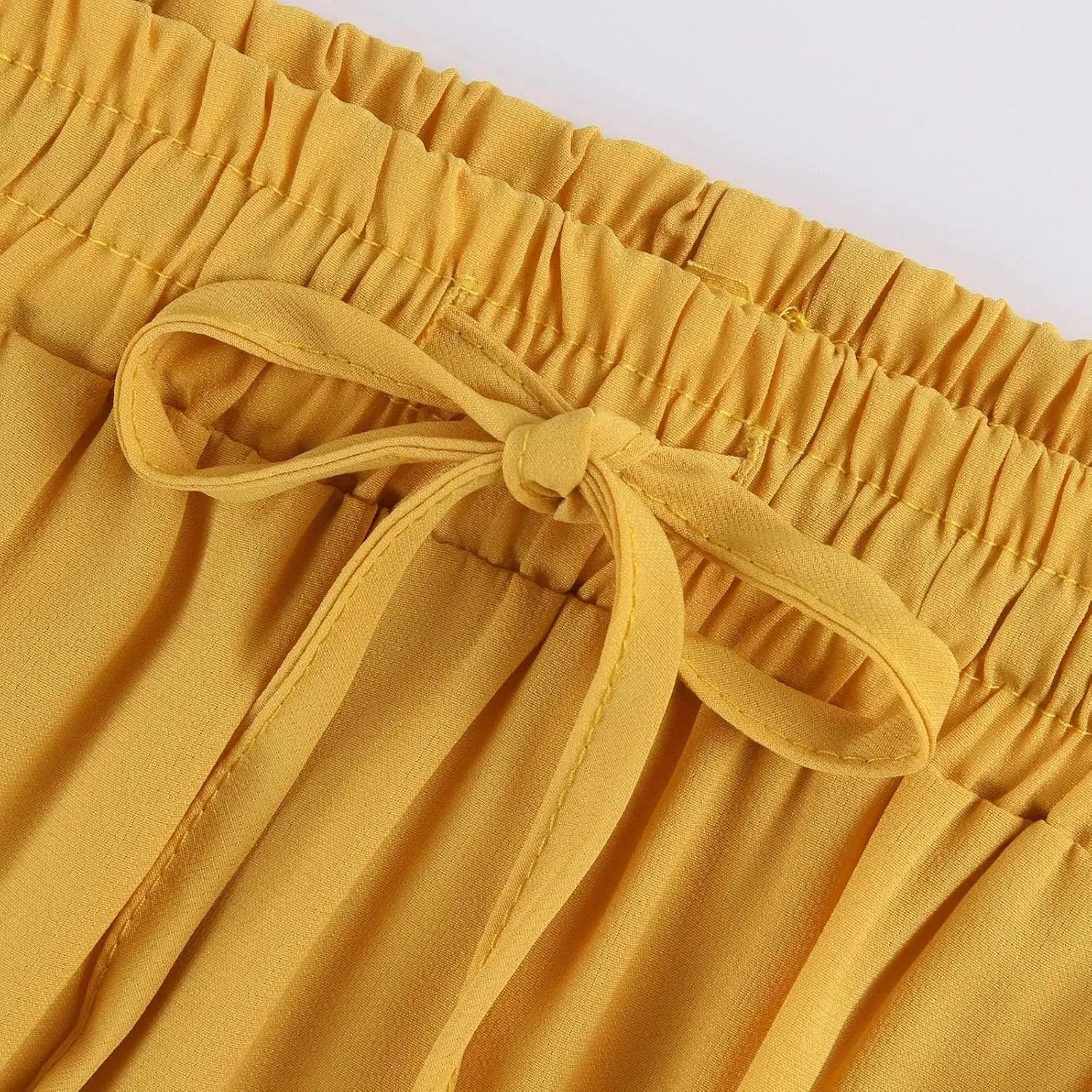 Women Summer Pleated Long Skirts Casual Loose Fit Elastic Waisted Flowy Swing A-Line Midi Skirts