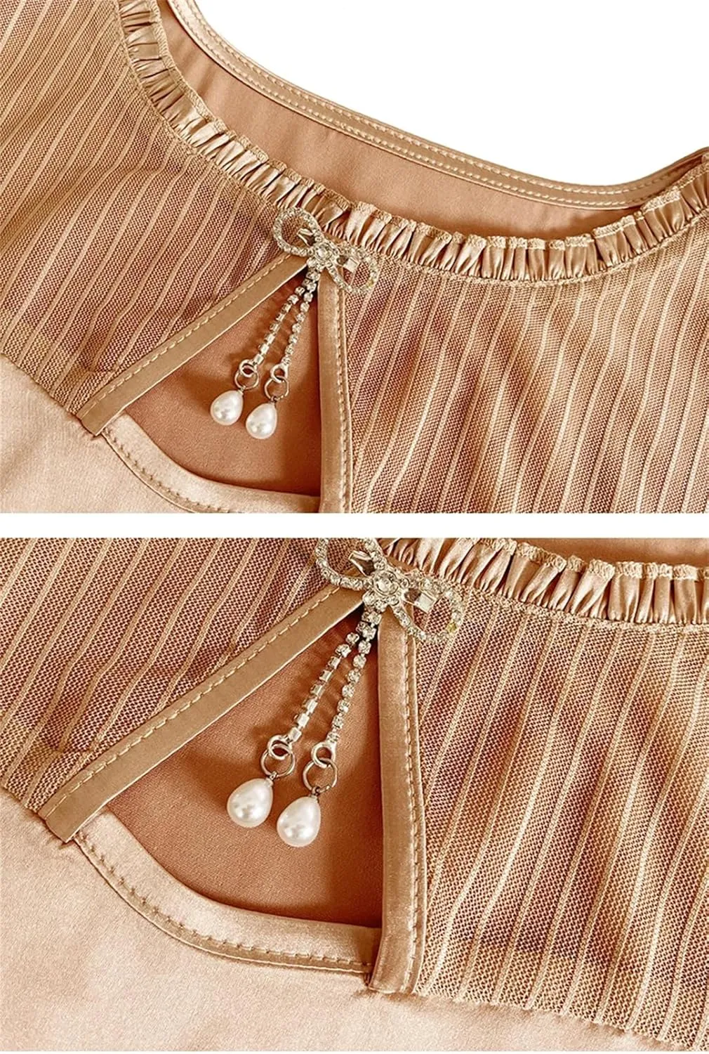 Women Summer Tank Top Sleeveless Silk Satin Shirt Casual Round Neck Hollow Out Patchwork Camisole Vest