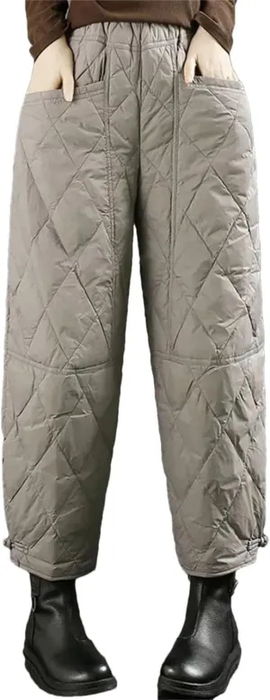 Women Thicken Solid Harem Pants Winter High Waist Down Cotton Windproof Pantalones Loose Ankle Length