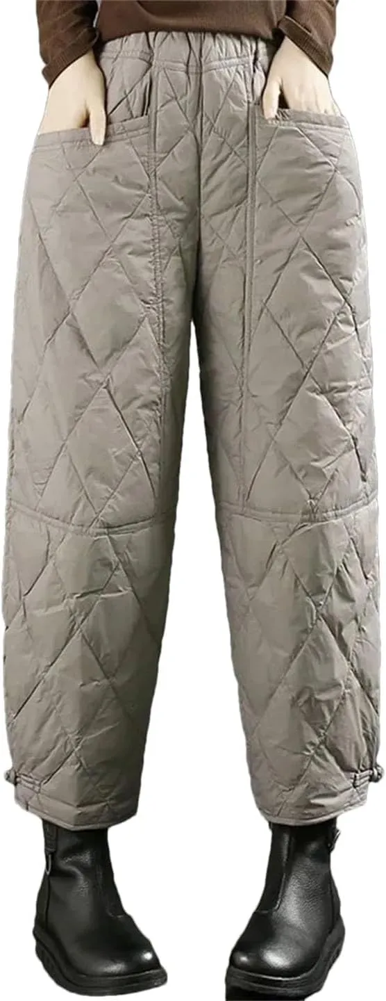 Women Thicken Solid Harem Pants Winter High Waist Down Cotton Windproof Pantalones Loose Ankle Length
