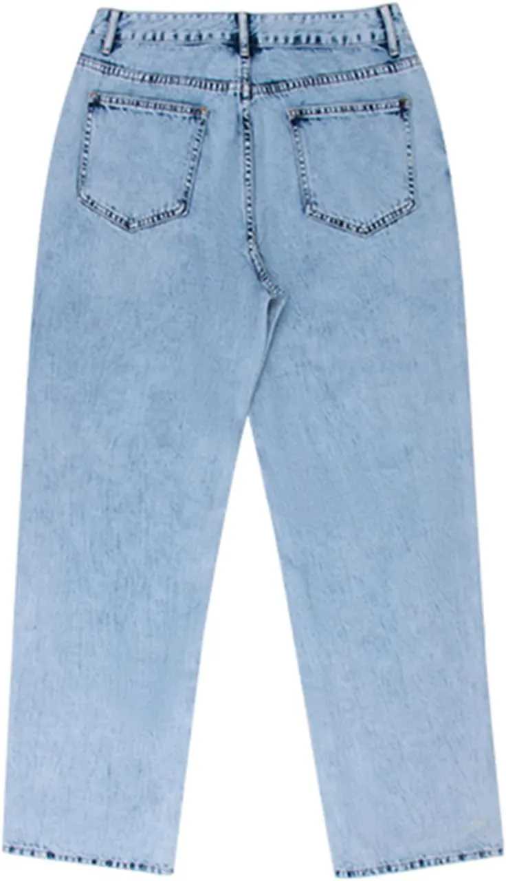 Women Y2k Baggy Jeans Wide Straight Leg High Waist Denim Pants Vintage Harajuku Loose Casual Trousers Streetwear