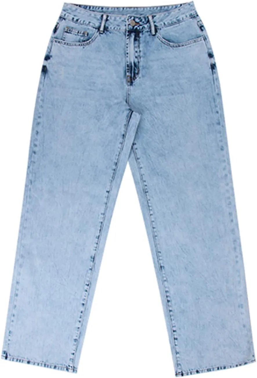Women Y2k Baggy Jeans Wide Straight Leg High Waist Denim Pants Vintage Harajuku Loose Casual Trousers Streetwear