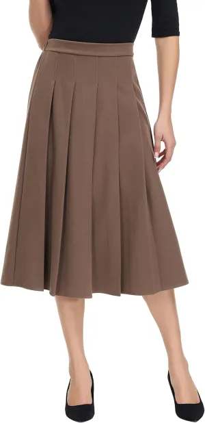 Women's A-line Skirt Casual Midi Skirts High Waist Flared Skatter Skirt
