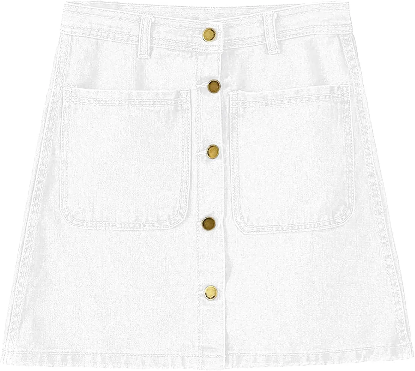 Women's Button Down High Waisted A Line Jean Stretchy Mini Denim Skirt Front Short Pencil Skirt with Pockets
