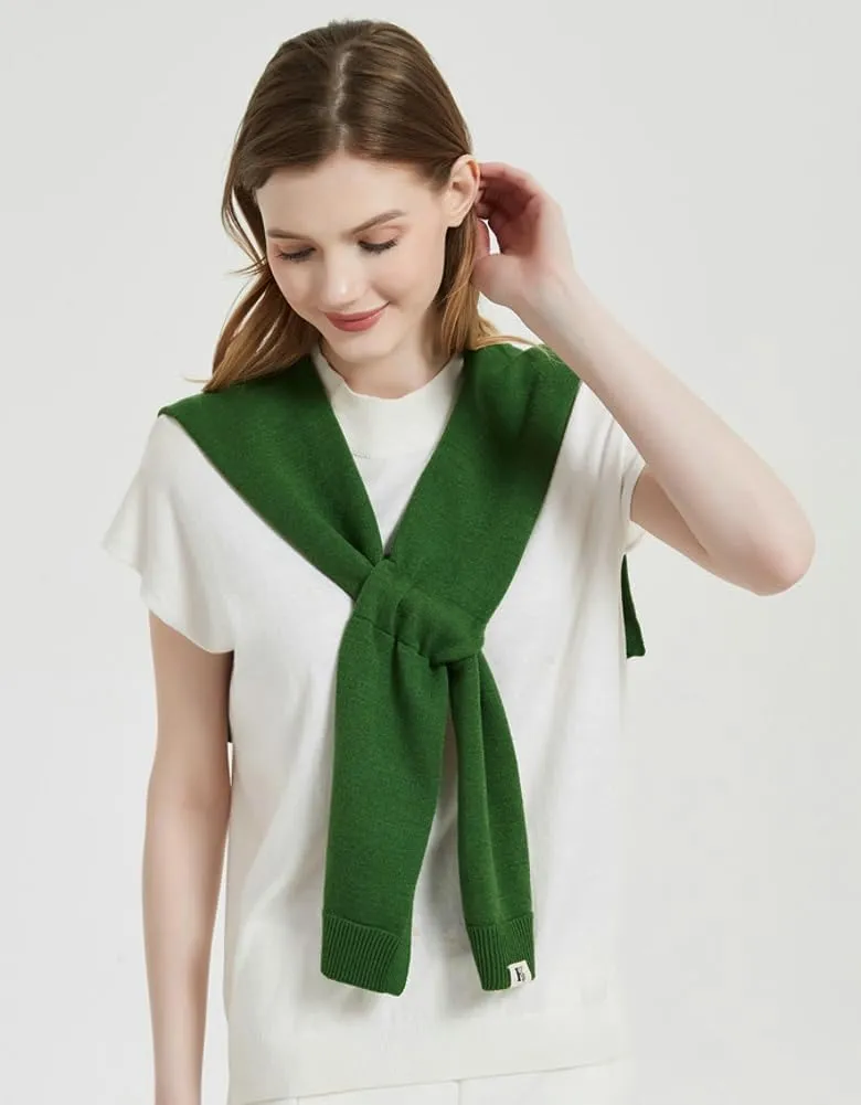 Women's Casual Knit Sweater Shawl Wrap Tied Detachable Fake Collar Triangle Knotted Shawls Travel Cape Shoulder Tops