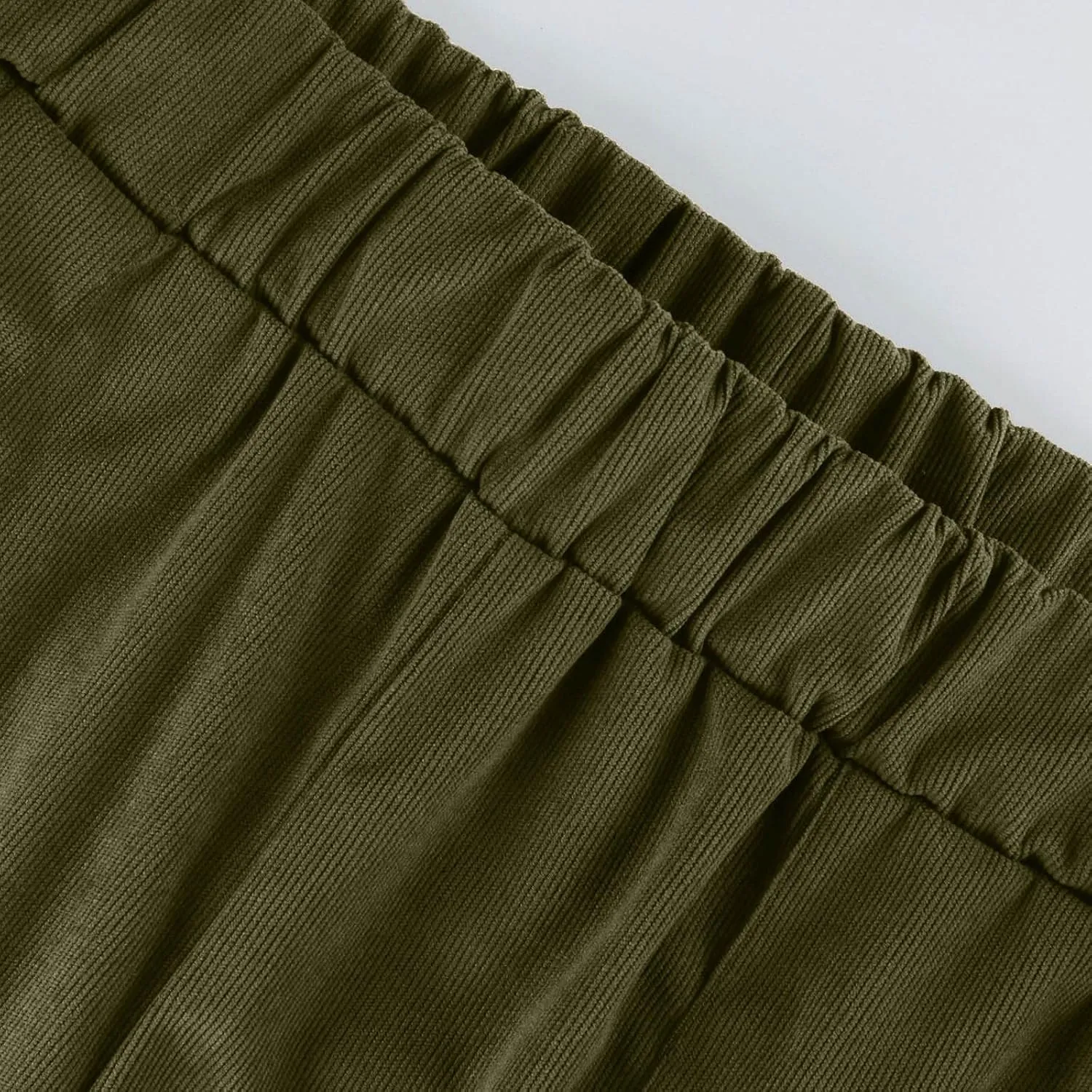 Women's Corduroy Pants Casual High Waist Straight Leg Pants Solid Color Comfy Baggy Pants Trousers with Pockets