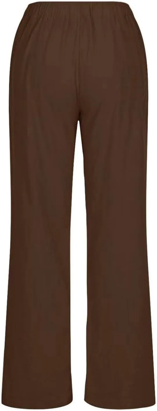 Women's Cotton Linen Pants,Summer Wide Leg Casual Loose Drawstring High Waist Palazzo Pants Trousers with Pockets