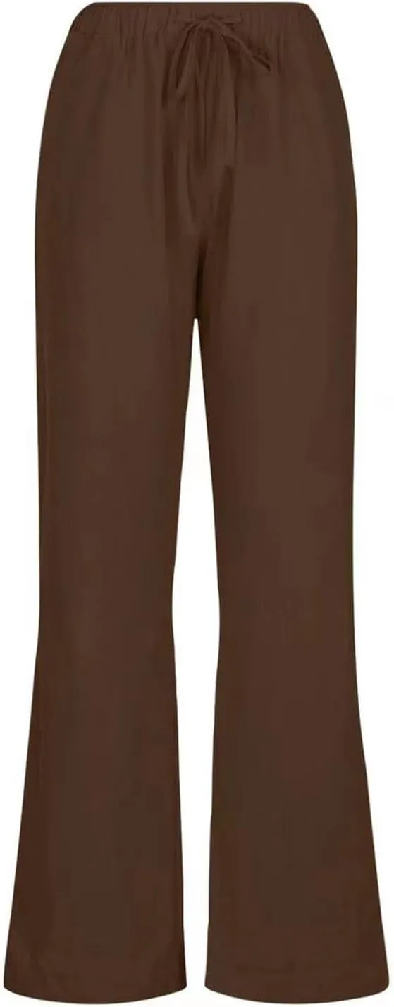 Women's Cotton Linen Pants,Summer Wide Leg Casual Loose Drawstring High Waist Palazzo Pants Trousers with Pockets