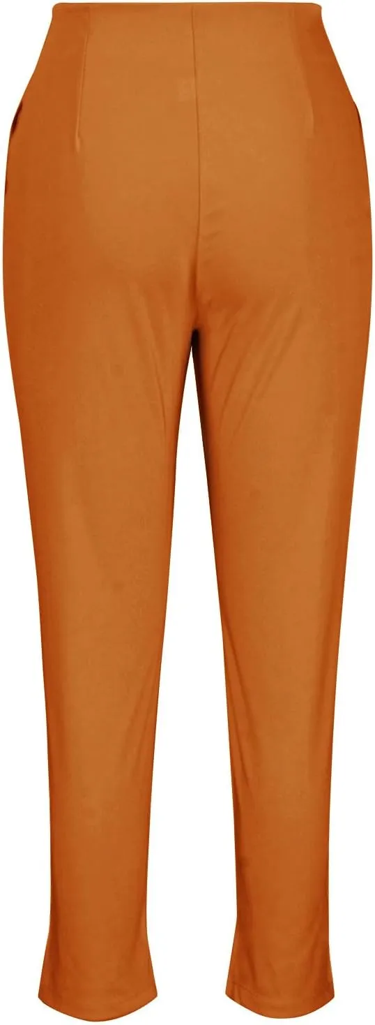 Womens Dress Pants for Work Stretchy High Waist Pleated Tapered Pant Slim Fit Office Business Trousers with Pockets