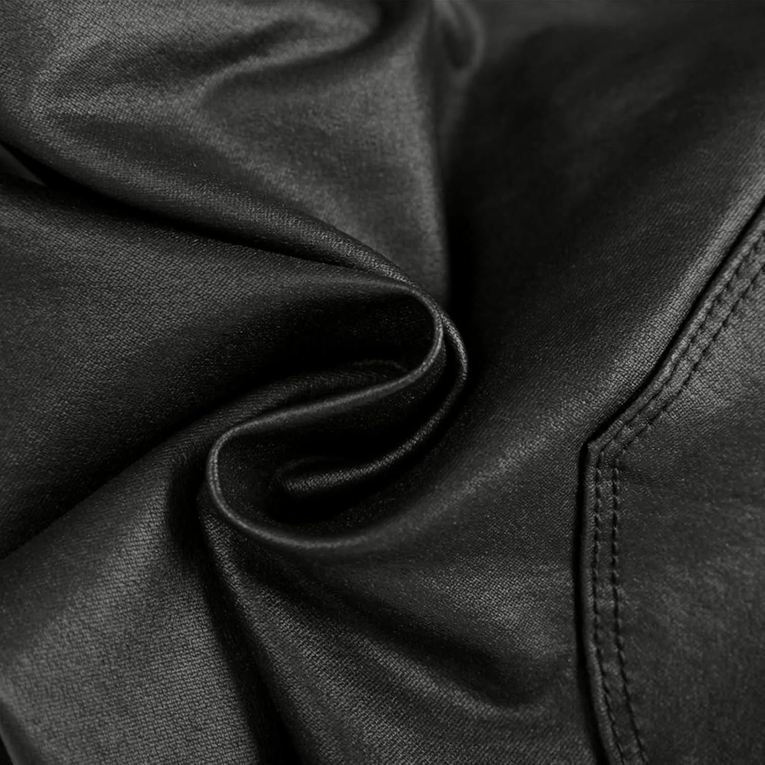 Women's Faux Leather Coated Flare Pants Mid Waist PU Skinny Black Leggings Bell Bottom Pants with Pockets