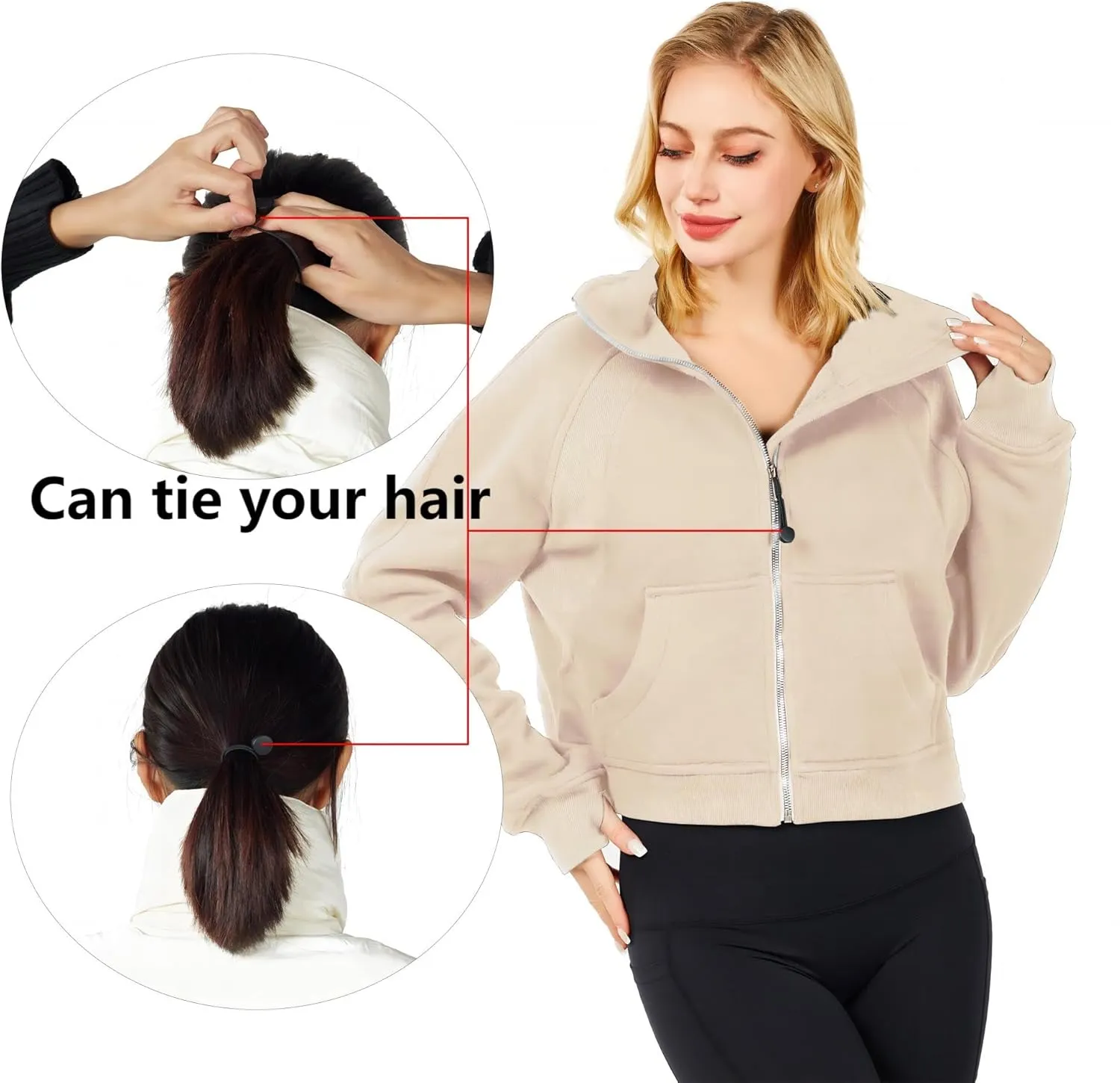 Womens Half Zip Sweatshirt Jacket Pullover Fleece Lined Hoodies Fall Outfits Clothes Crop Tops Sweater Thumb Hole