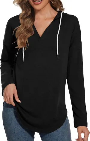 Womens Hoodies Long Sleeve Shirts Loose Fit Plus Tops for Women Oversized Sweatshirt Womens Clothes Black
