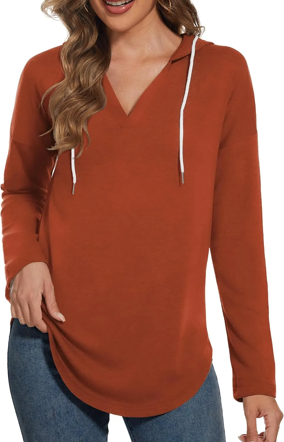 Womens Hoodies Long Sleeve Shirts Loose Fit Plus Tops for Women Oversized Sweatshirt Womens Clothes Caramel