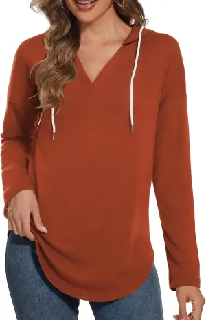 Womens Hoodies Long Sleeve Shirts Loose Fit Plus Tops for Women Oversized Sweatshirt Womens Clothes Caramel
