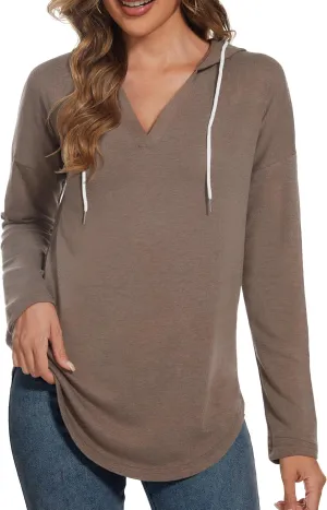 Womens Hoodies Long Sleeve Shirts Loose Fit Plus Tops for Women Oversized Sweatshirt Womens Clothes Coffee
