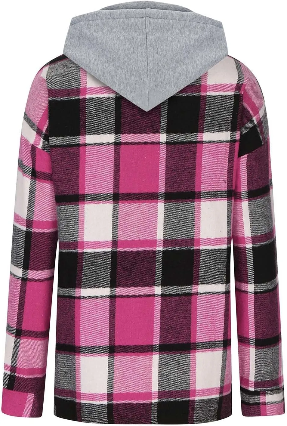 Womens Long Sleeve Button Down Plaid Shirts Casual Fall Fashion 2023 Flannel Shacket Hooded Jacket Hoodie Coats