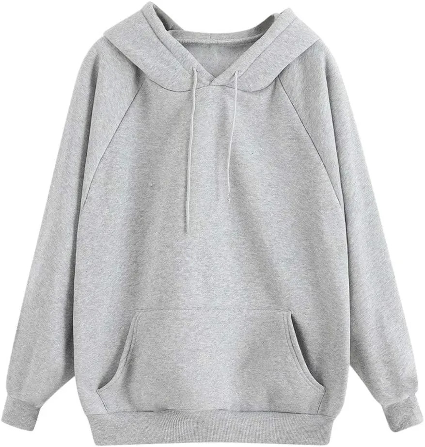 Women's Long Sleeve Fashion Hoodies Casual Oversized Loose Drawstring Pullover Crew Neck Long Sleeve Top with Pockets
