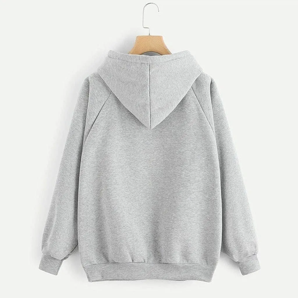 Women's Long Sleeve Fashion Hoodies Casual Oversized Loose Drawstring Pullover Crew Neck Long Sleeve Top with Pockets