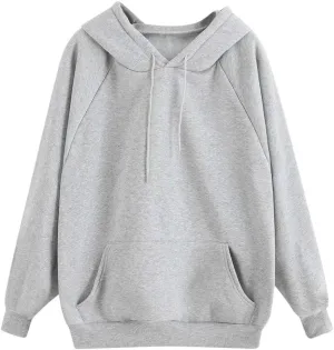 Women's Long Sleeve Fashion Hoodies Casual Oversized Loose Drawstring Pullover Crew Neck Long Sleeve Top with Pockets