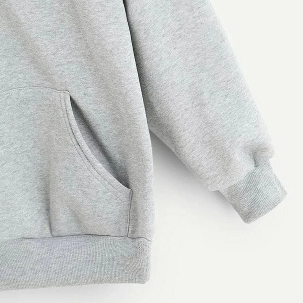 Women's Long Sleeve Fashion Hoodies Casual Oversized Loose Drawstring Pullover Crew Neck Long Sleeve Top with Pockets